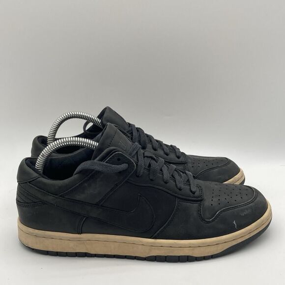Mens Size 8 NikeLab Dunk Lux Low Black Thick Leather Skate Sneakers Shoes Rare - Picture 1 of 12